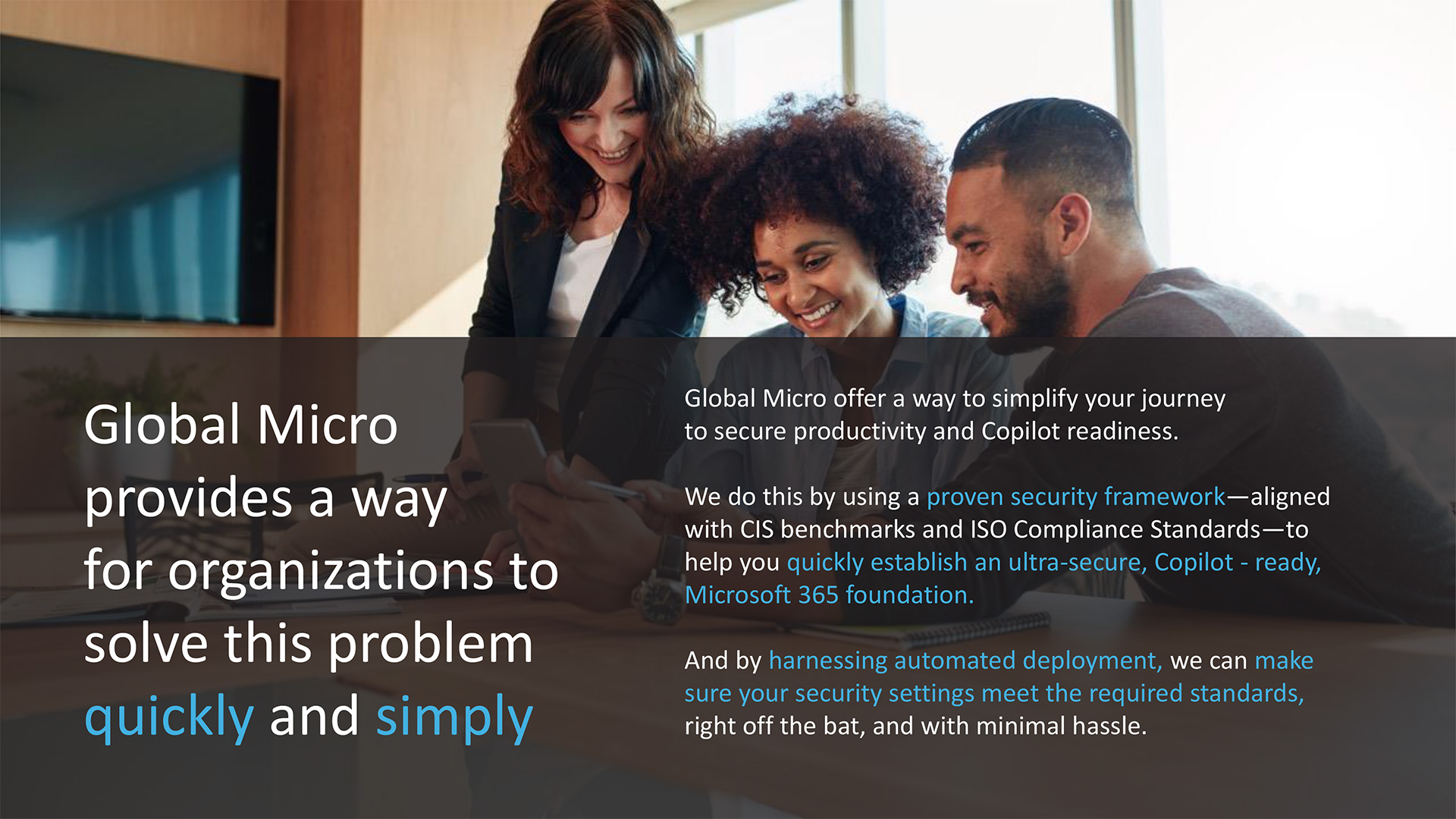 Global Micro offer a way to simplify your journeyto secure productivity and Copilot readiness.